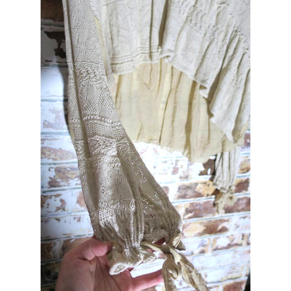 Free People Stargazing Oversized Cotton Embroidered Crochet V-Neck Sweater - Picture 6 of 11